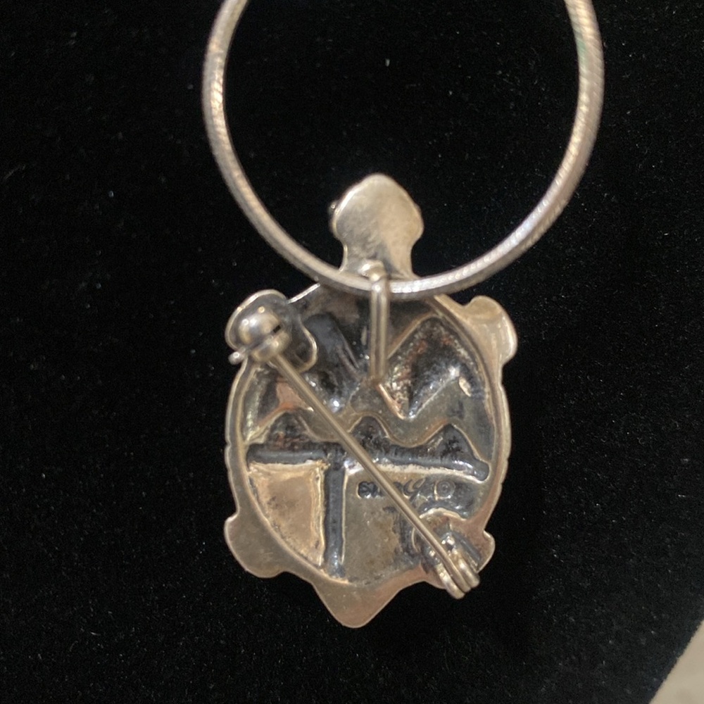Carolyn Pollack Sterling silver w/ gem stone pendant/brooch & 925 italy chain - Picture 3 of 11